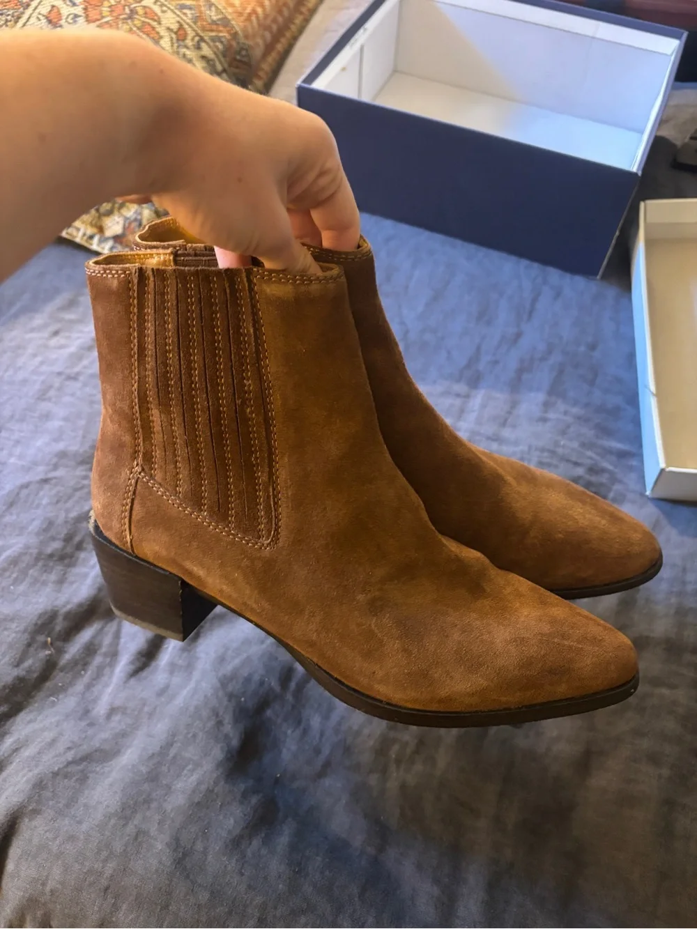 rag & bone Suede Chelsea Ankle Boots in Cognac Brown